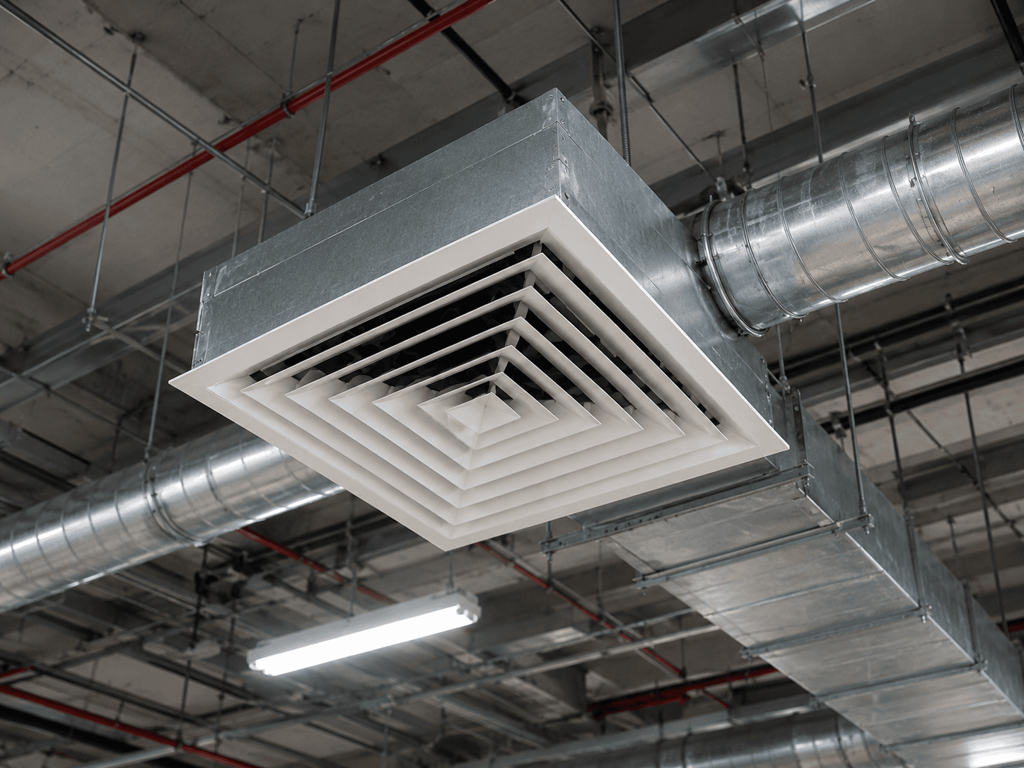 Ventilation duct and ceiling diffuser